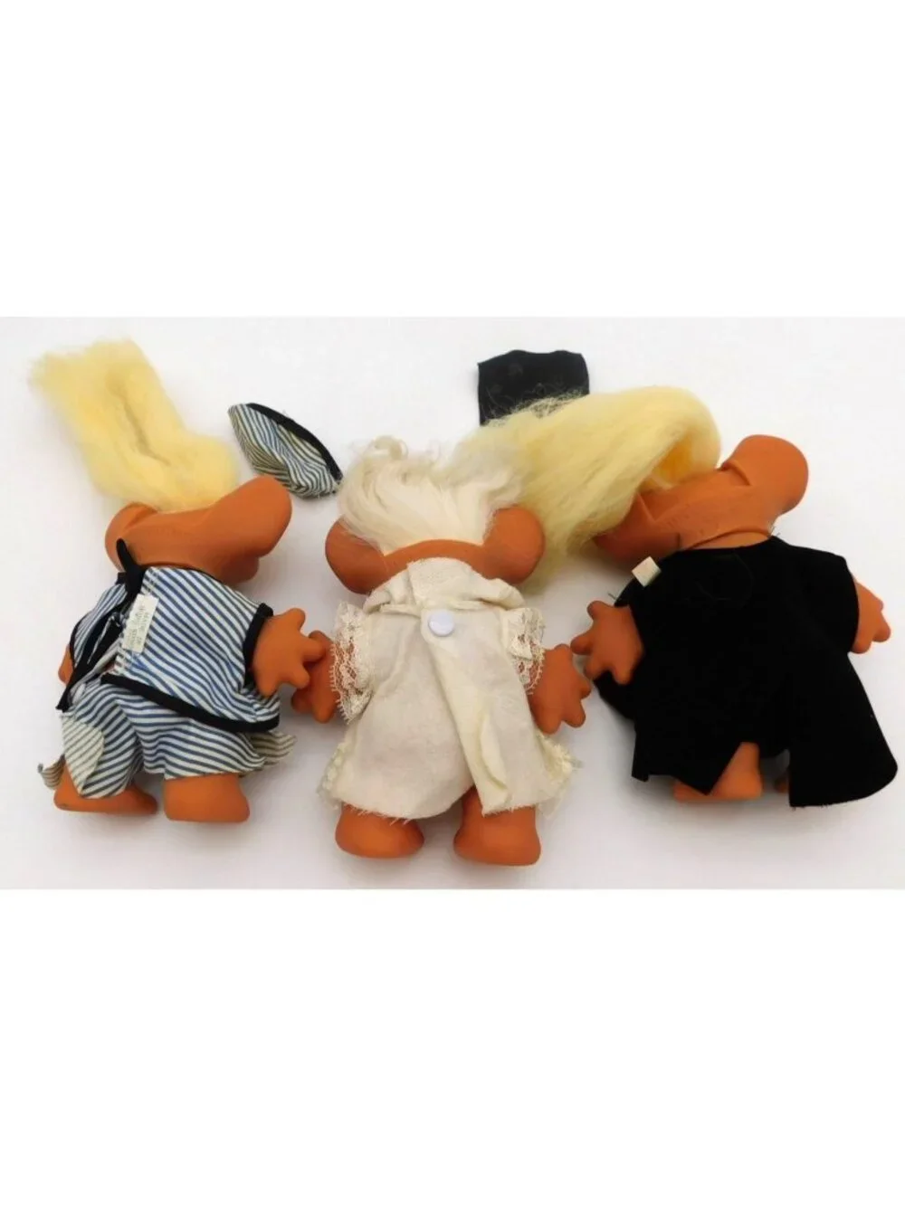 Vintage 3 Uneeda Wishnik Troll Dolls 1966 Hong Kong Graduate Striped
