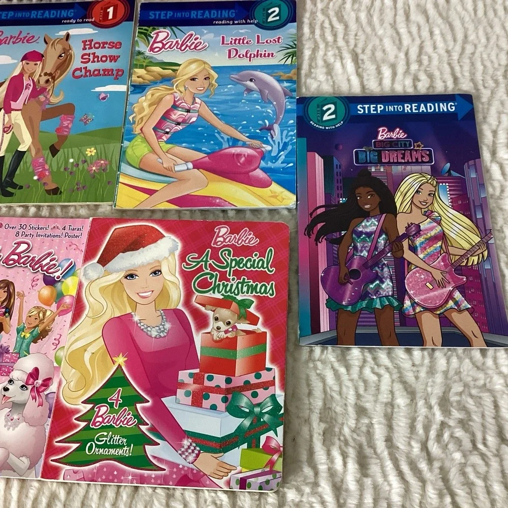 Barbie Picture Books & Leveled Readers, Stickers Lot of 10 Stories