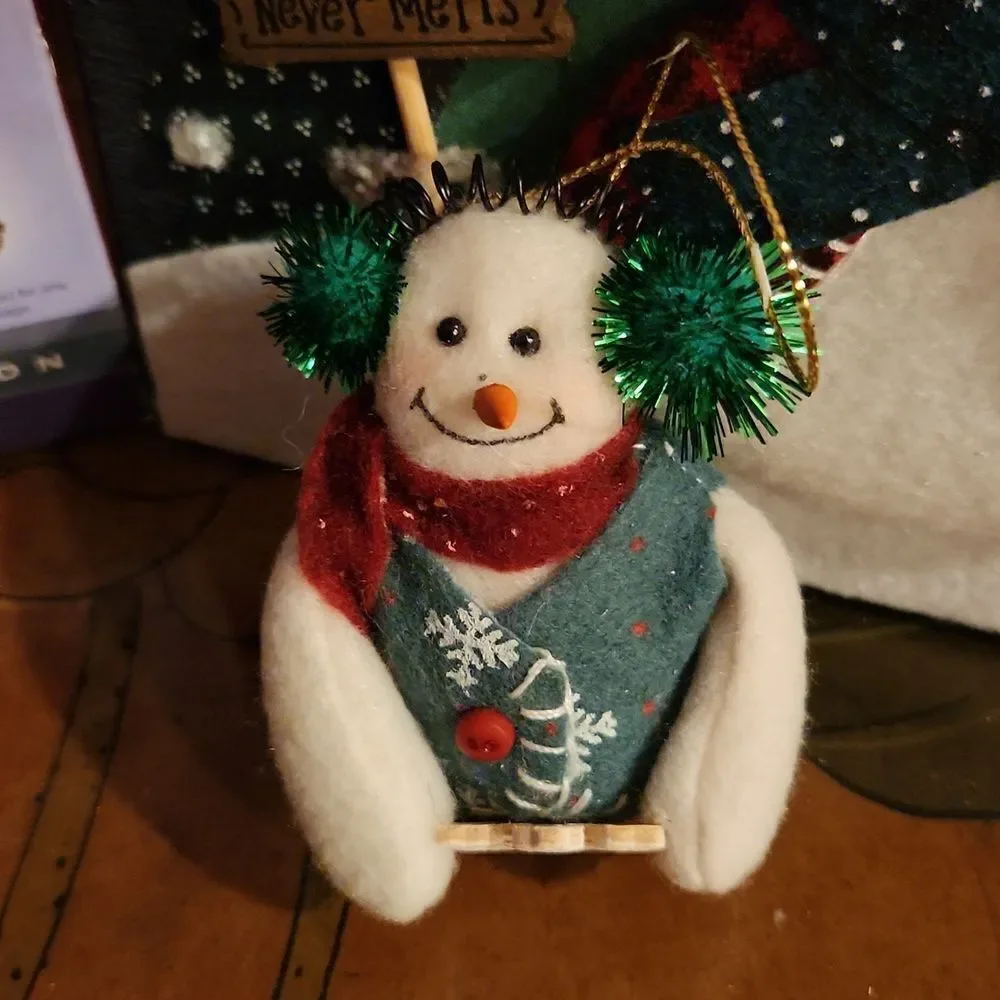 Holiday Classics Snowman Ornaments Set of 6 Decorative Storage Bin 2004