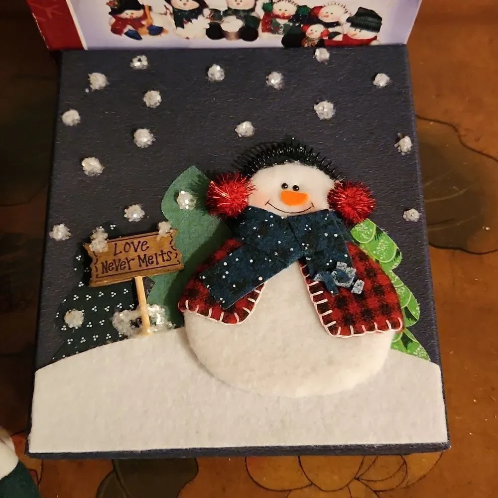 Holiday Classics Snowman Ornaments Set of 6 Decorative Storage Bin 2004