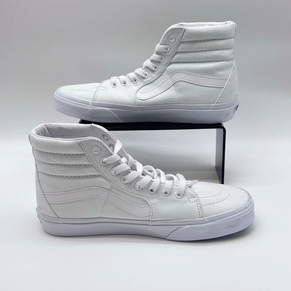 Size 8M,9.5W- VANS Sk8-Hi Shoes Mens White High Top Sneakers Canvas Skateboard