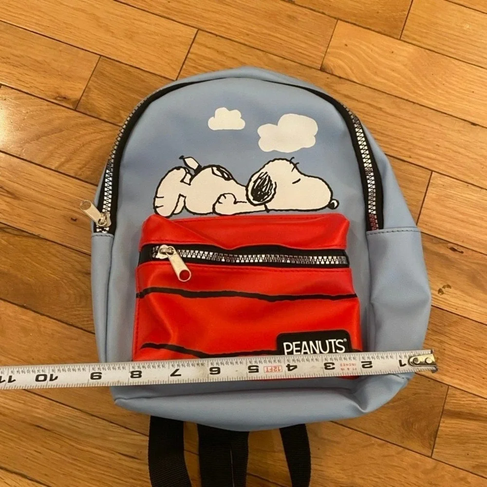 Peanuts Snoopy Mini Backpack Light Blue Red Napping Snoopy Doghouse New