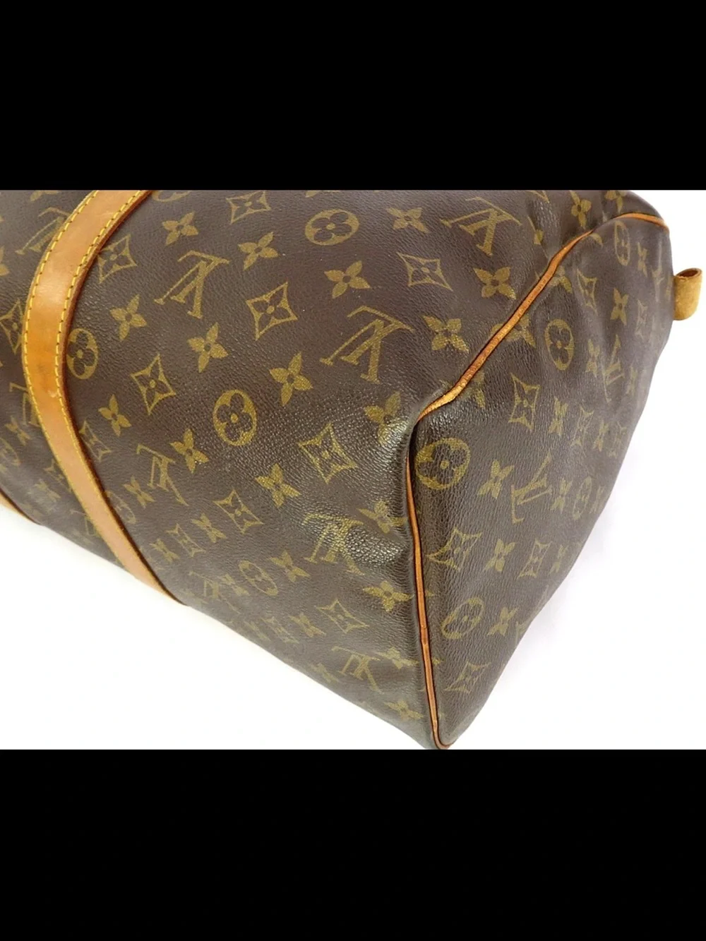 Louis Vuitton Brown Monogram Canvas Duffle with Tan Leather Trim