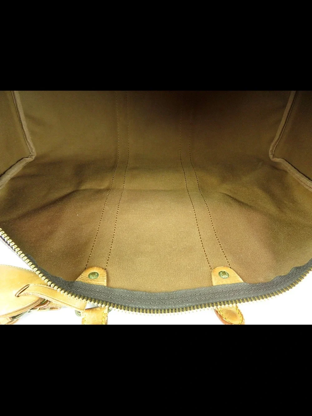 Louis Vuitton Brown Monogram Canvas Duffle with Tan Leather Trim
