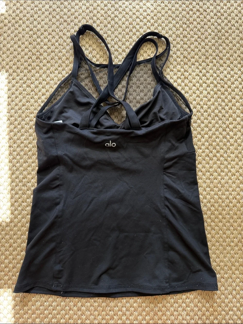 Alo Carmen Bra Black Mesh Detail Tank Top size small