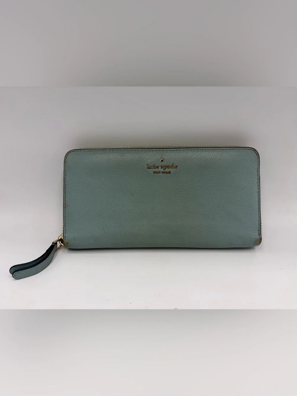 Kate spade Mint Green Zip Wallet with Gold Logo