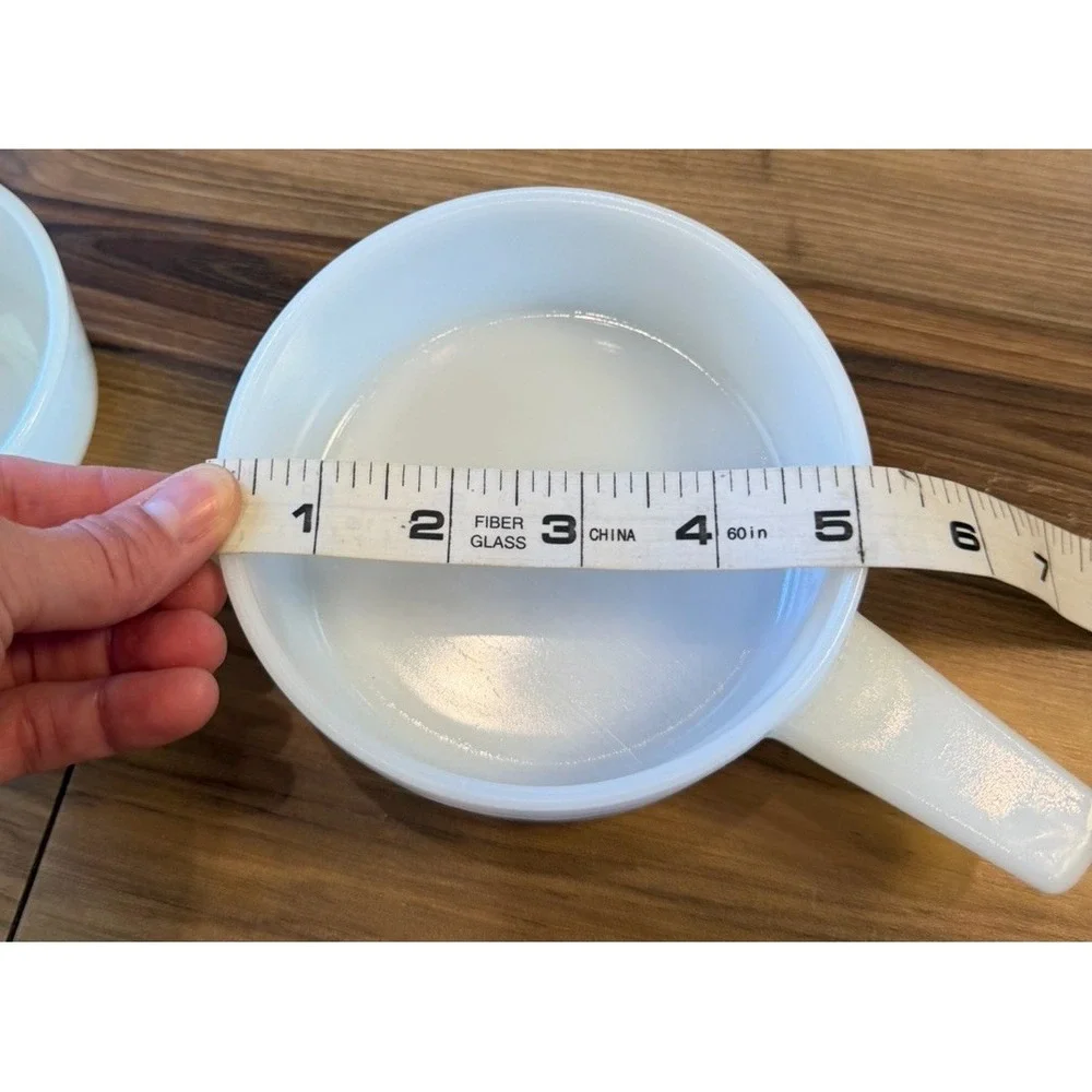 Vintage Anchor Hocking White Milk Glass Sauce Pan & Bowl Microwave Safe USA