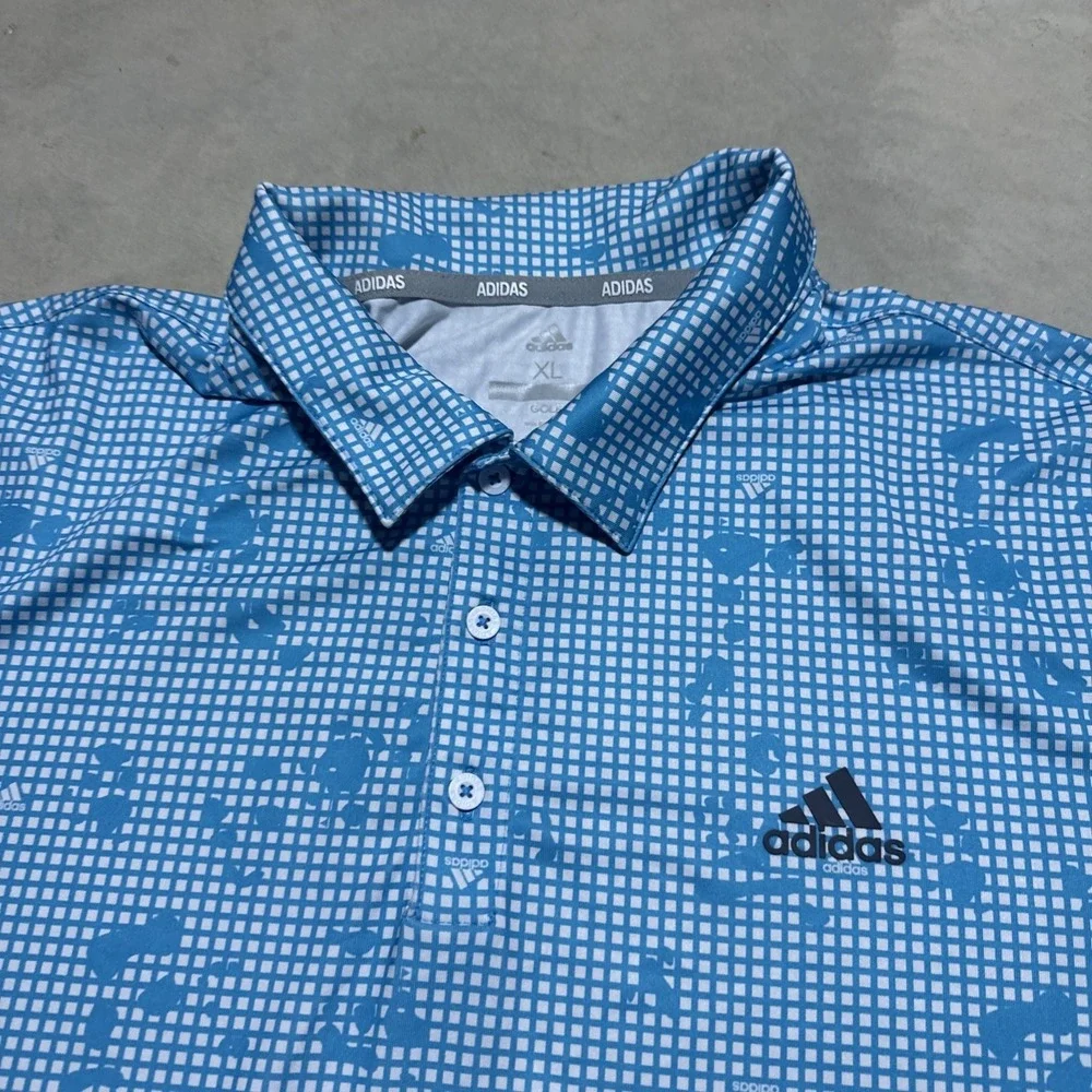 Adidas Golf Blue Night Camo Print Shirt Men's SZ XL Polo Collared Lightweight