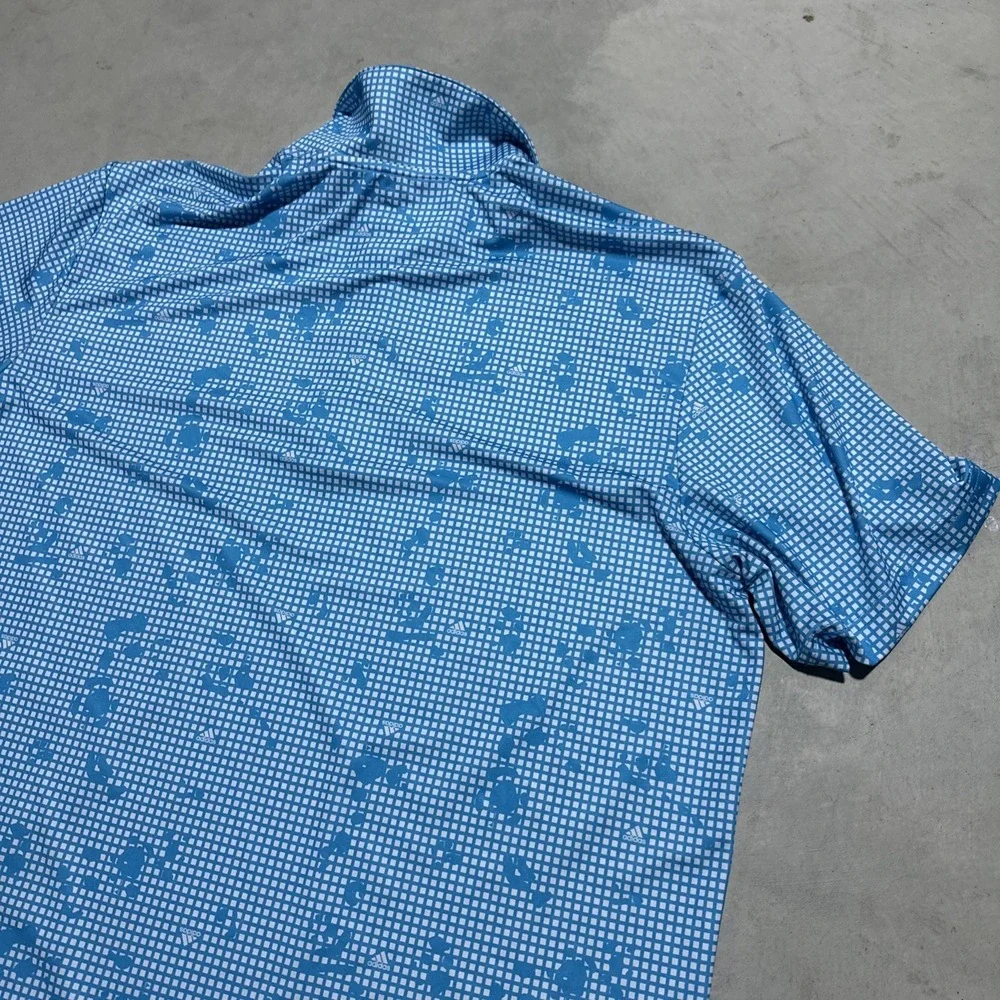 Adidas Golf Blue Night Camo Print Shirt Men's SZ XL Polo Collared Lightweight