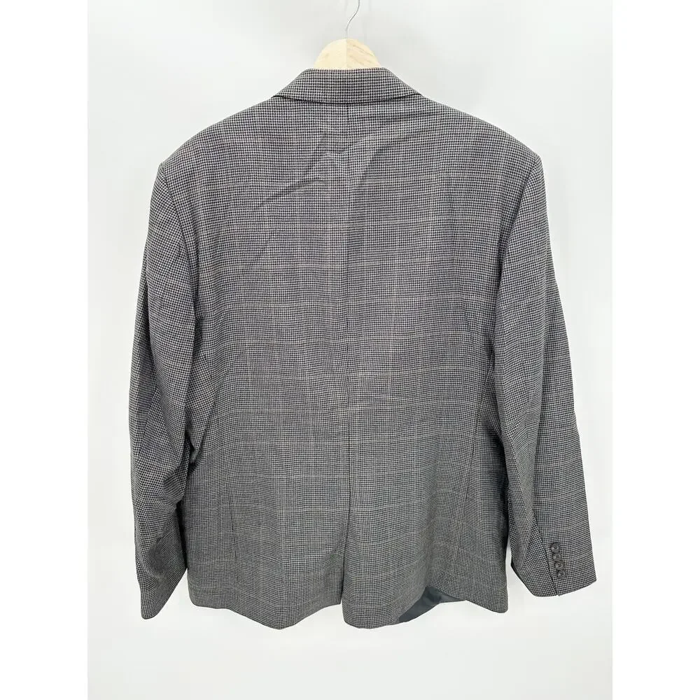 Lauren Ralph Lauren Suit Jacket Men 46R Grey Black‎ 100% Wool Two Button Notch