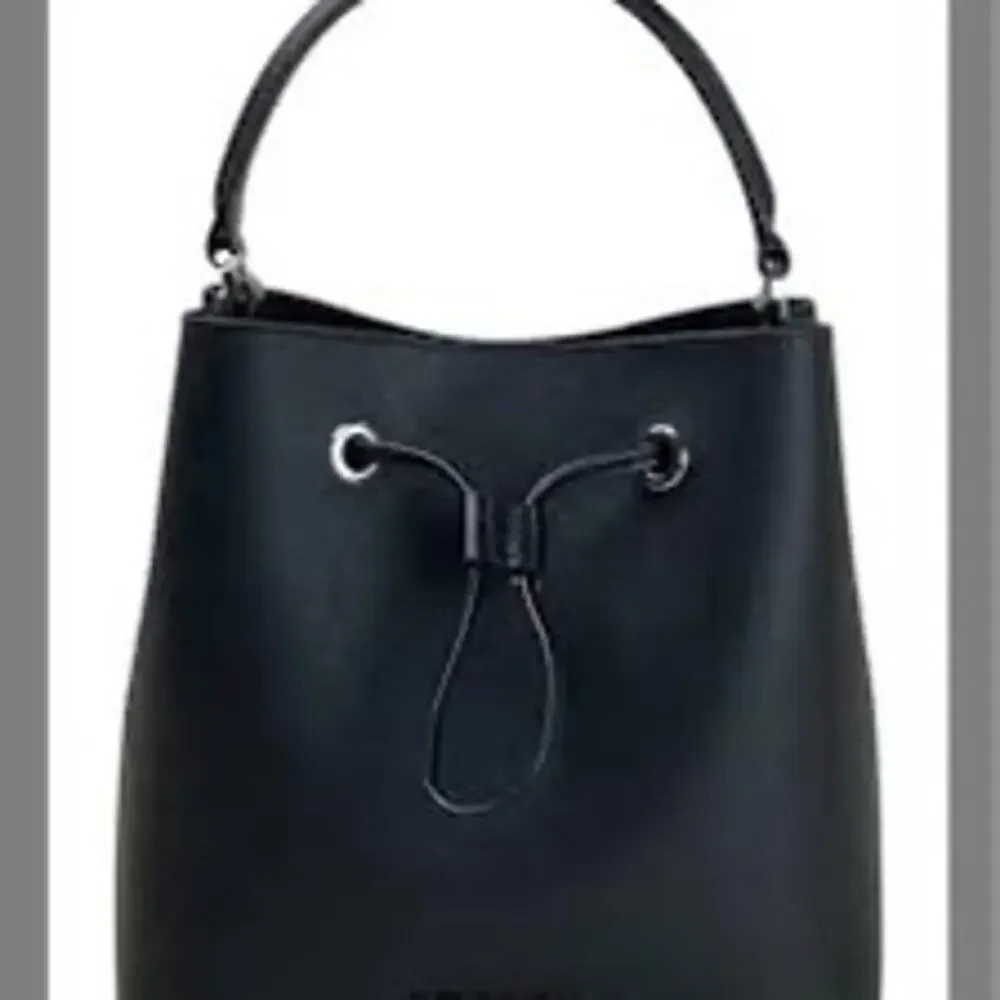 Michael Kors Black Saffiano Leather Drawstring Bucket Crossbody Shoulder Bag