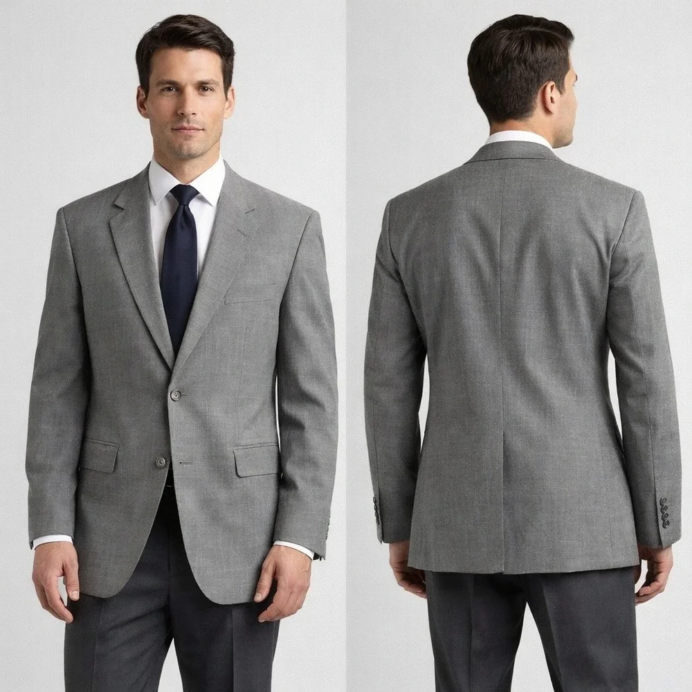 Jos. A. Bank Mens‎ Grey 100% Wool 2-Button Blazer Sport Coat Jacket 39R