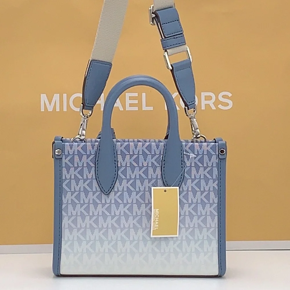Michael Kors Mirella Extra-Small Ombré Logo Crossbody XBODY ShopperBag Denim NWT