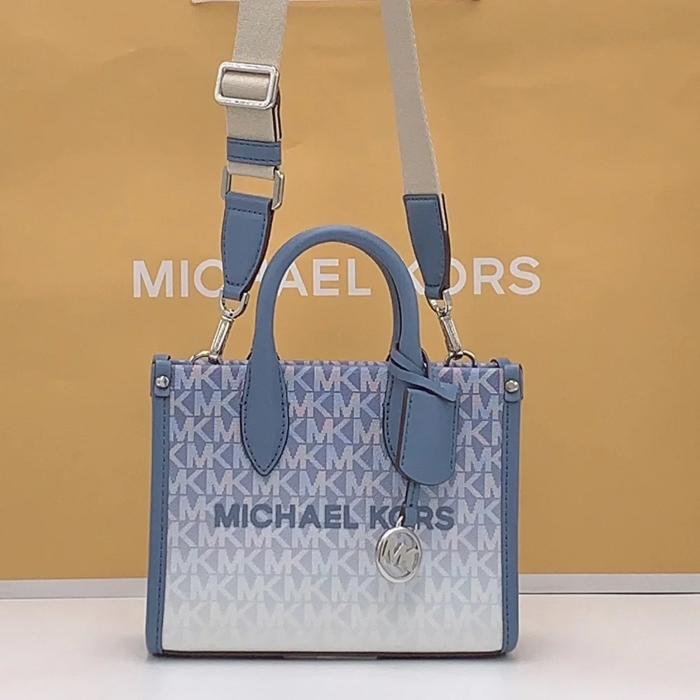 Michael Kors Mirella Extra-Small Ombré Logo Crossbody XBODY ShopperBag Denim NWT