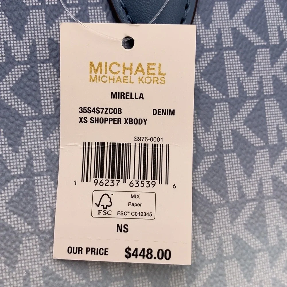 Michael Kors Mirella Extra-Small Ombré Logo Crossbody XBODY ShopperBag Denim NWT