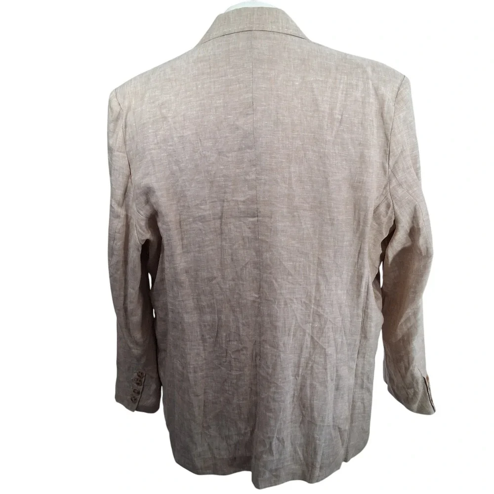 Bleecker & Broad Traditional Fit Blazer Mens XL ~52L Khaki Linen Sport Coat