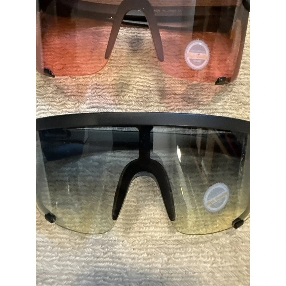 Lot of 3 - Assorted NEW w/TAGS Unisex Wrap Sunglasses Green, Red & Gray- Limited