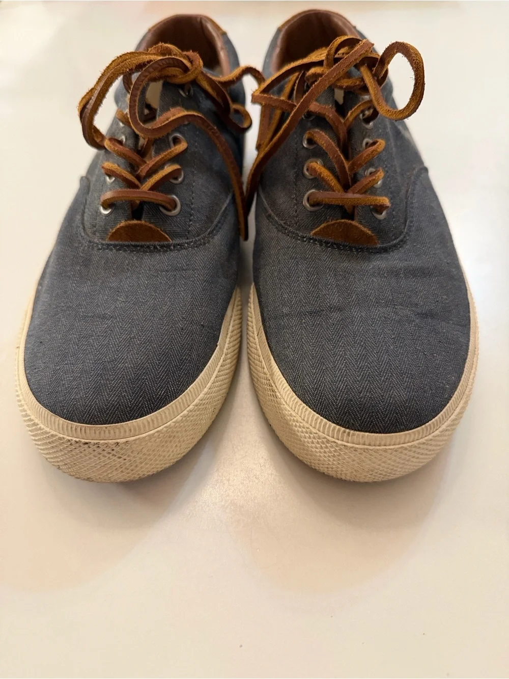 Polo by Ralph Lauren Charcoal Canvas Sneakers with Tan Accents
