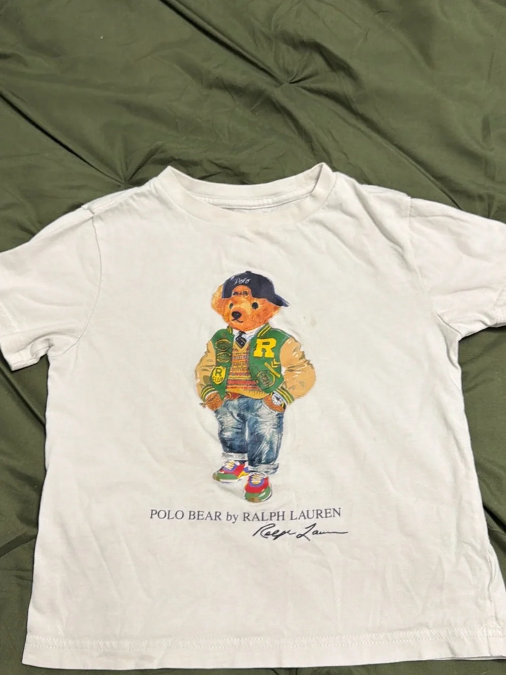 Ralph Lauren White Polo Bear Varsity Graphic Tee