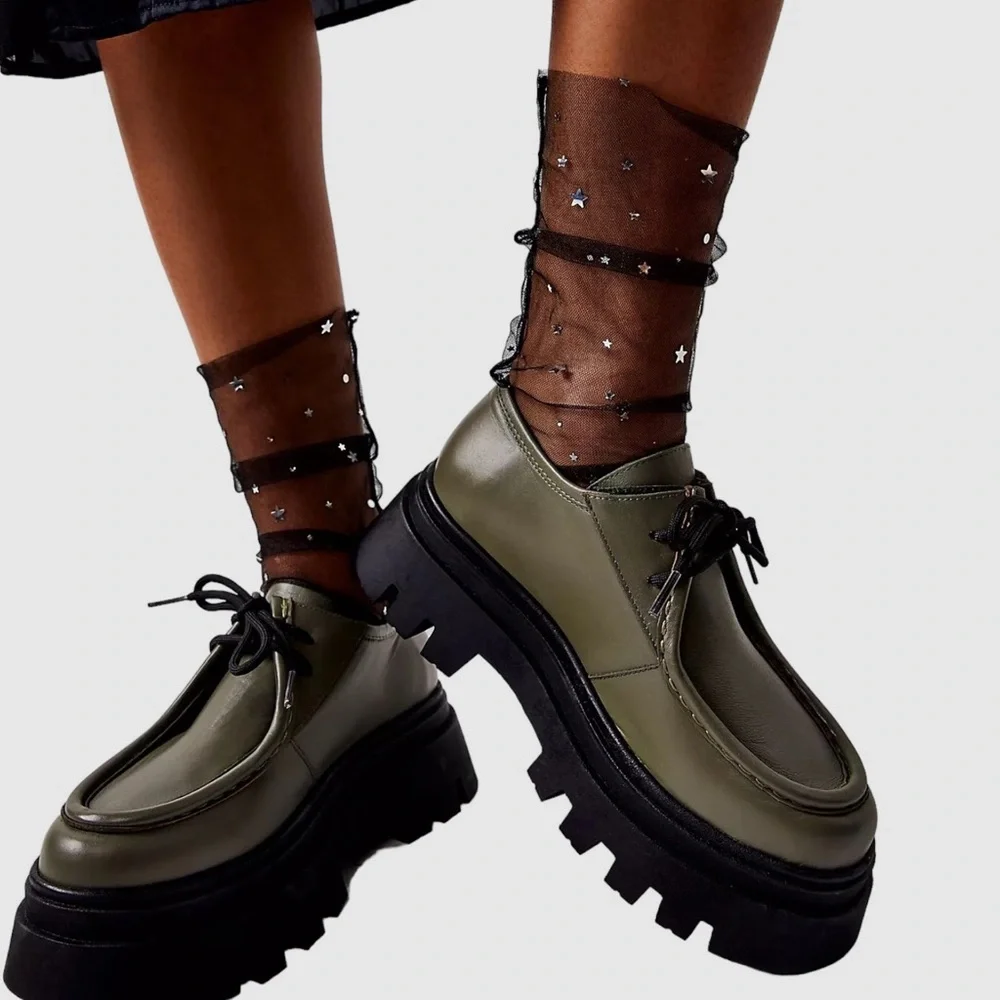 HIGH HEEL JUNGLE STARRY SKY TULLE ANKLE SOCKS BLACK OS NWT