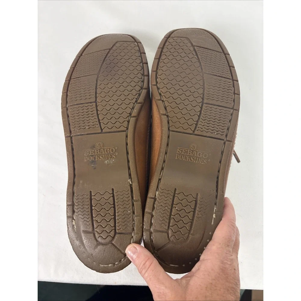 Sebago Docksides Waxed Leather Boat Shoes Schooner Mens 11N Brown Preppy