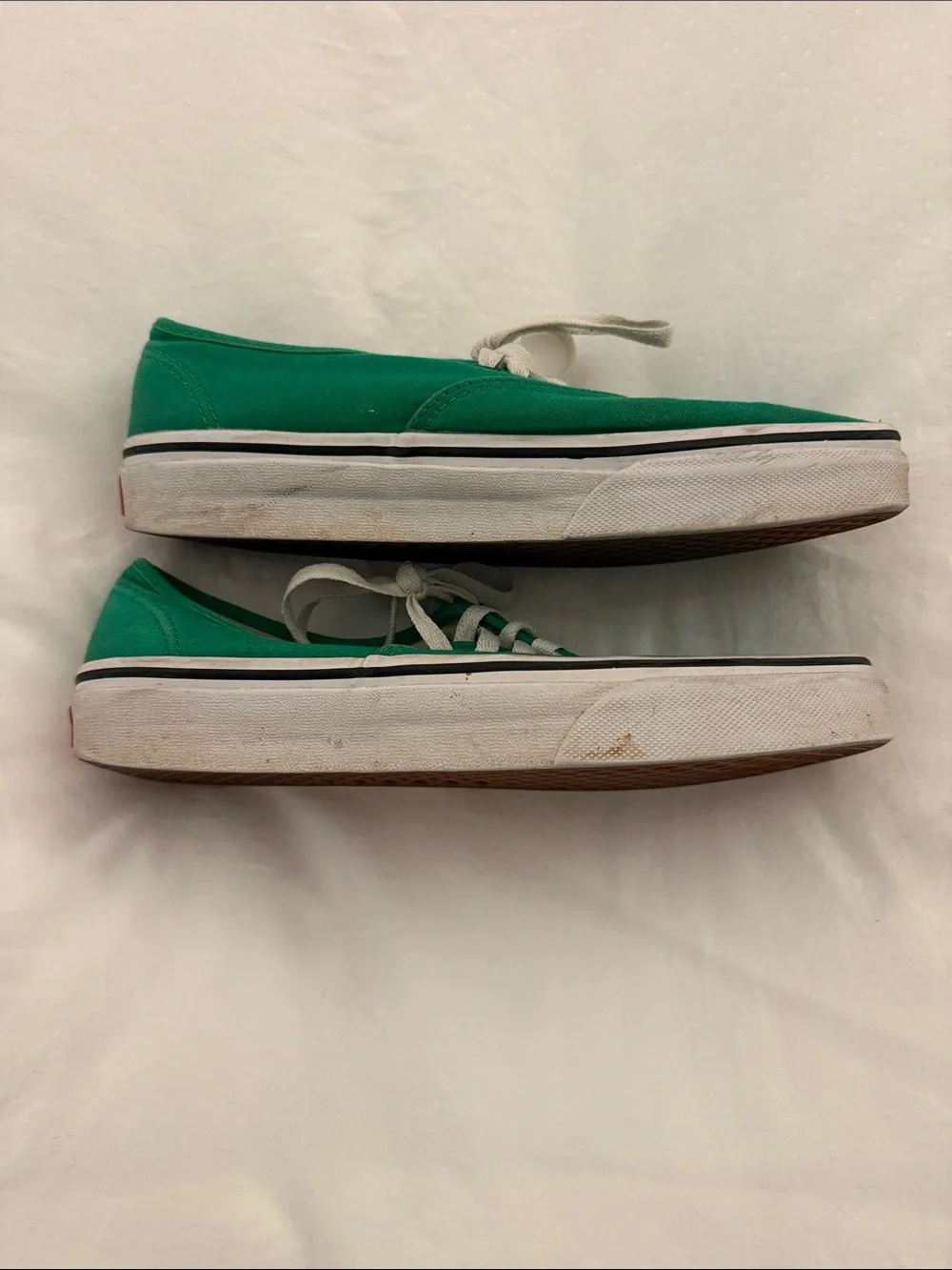 Vans Green Canvas Low-Top Sneakers with White Laces