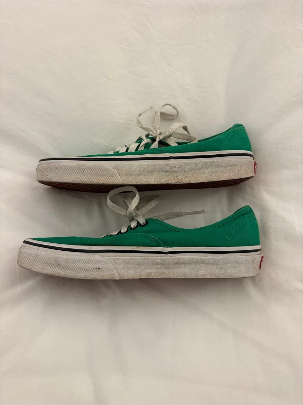 Vans Green Canvas Low-Top Sneakers with White Laces