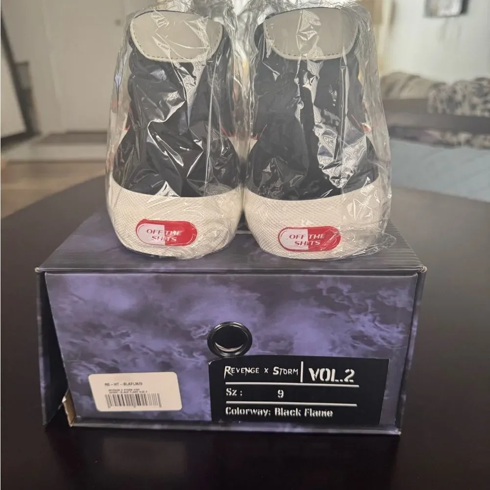 Revenge x Storm High Top Black Flame Sneakers