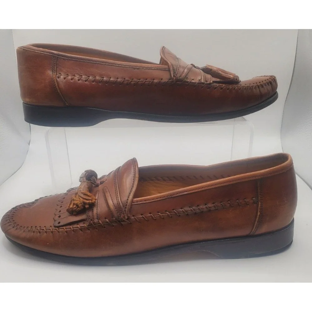 Sandro Moscoloni Men's Size 9 Laser Amb Slip On Brown Loafer Shoes