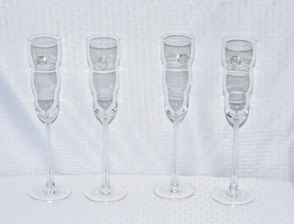 Michael Graves Design for DANSK Cirrus Bee Hive Champagne Flutes x-4