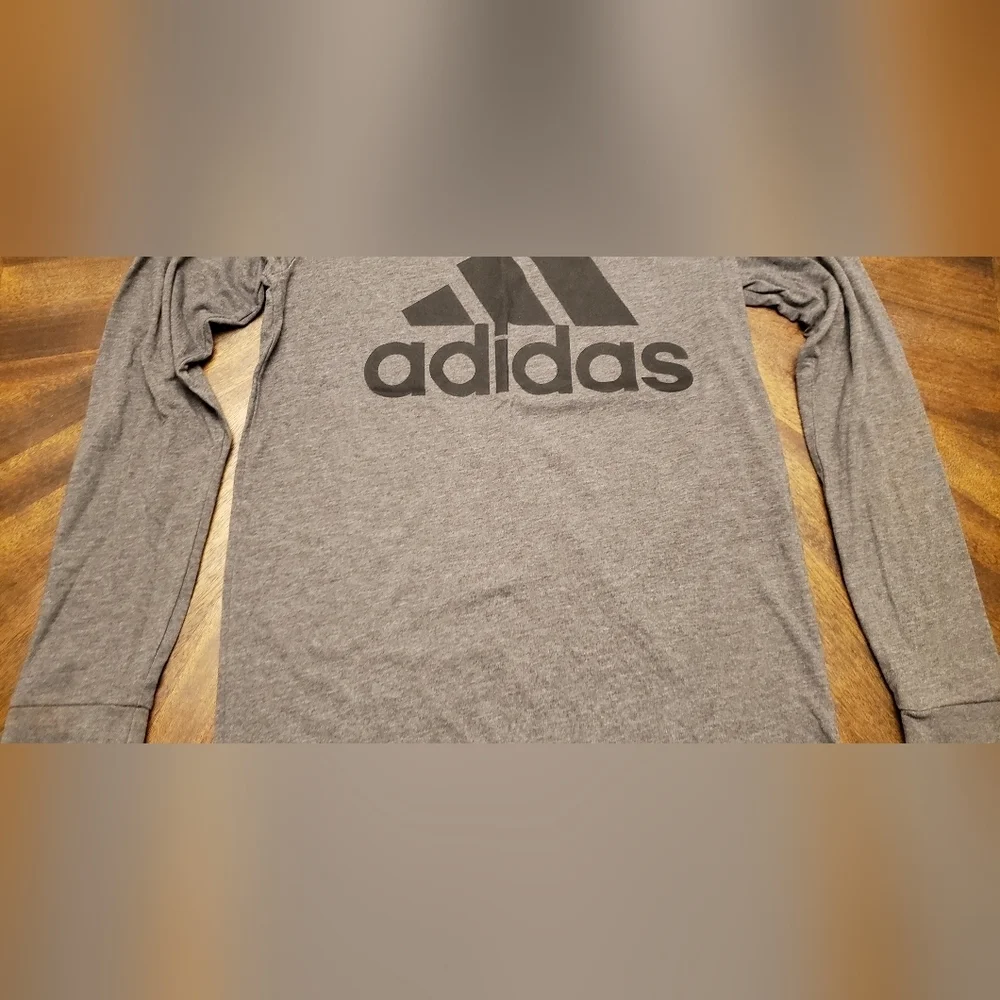 Adidas Amplifier Mens Gray Long Sleeve Shirt Size S