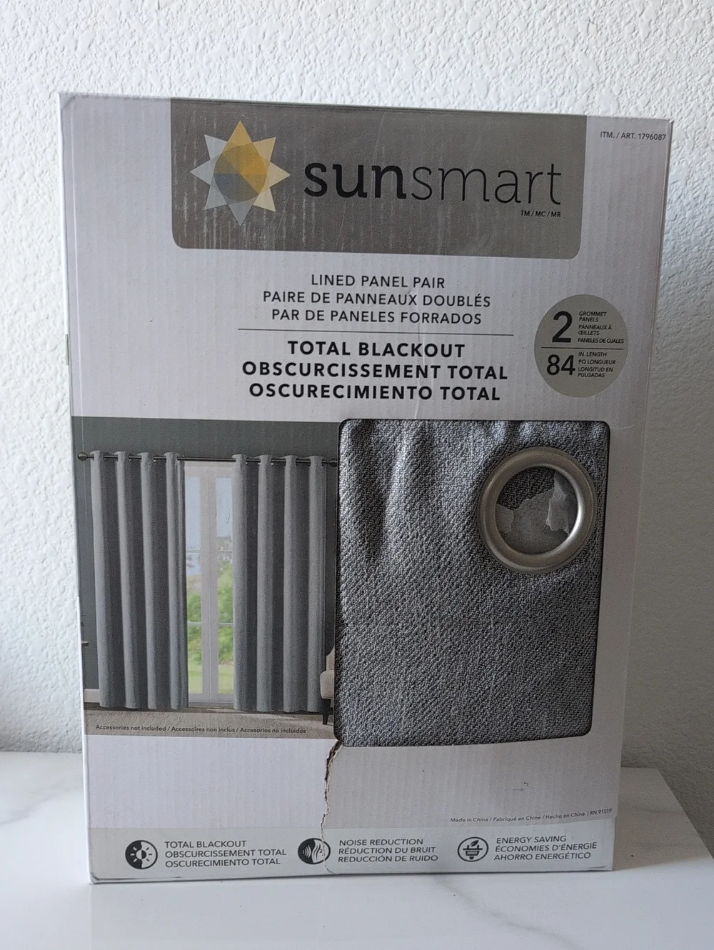 SunSmart Total Blackout Lined Panel Pair - Gray
