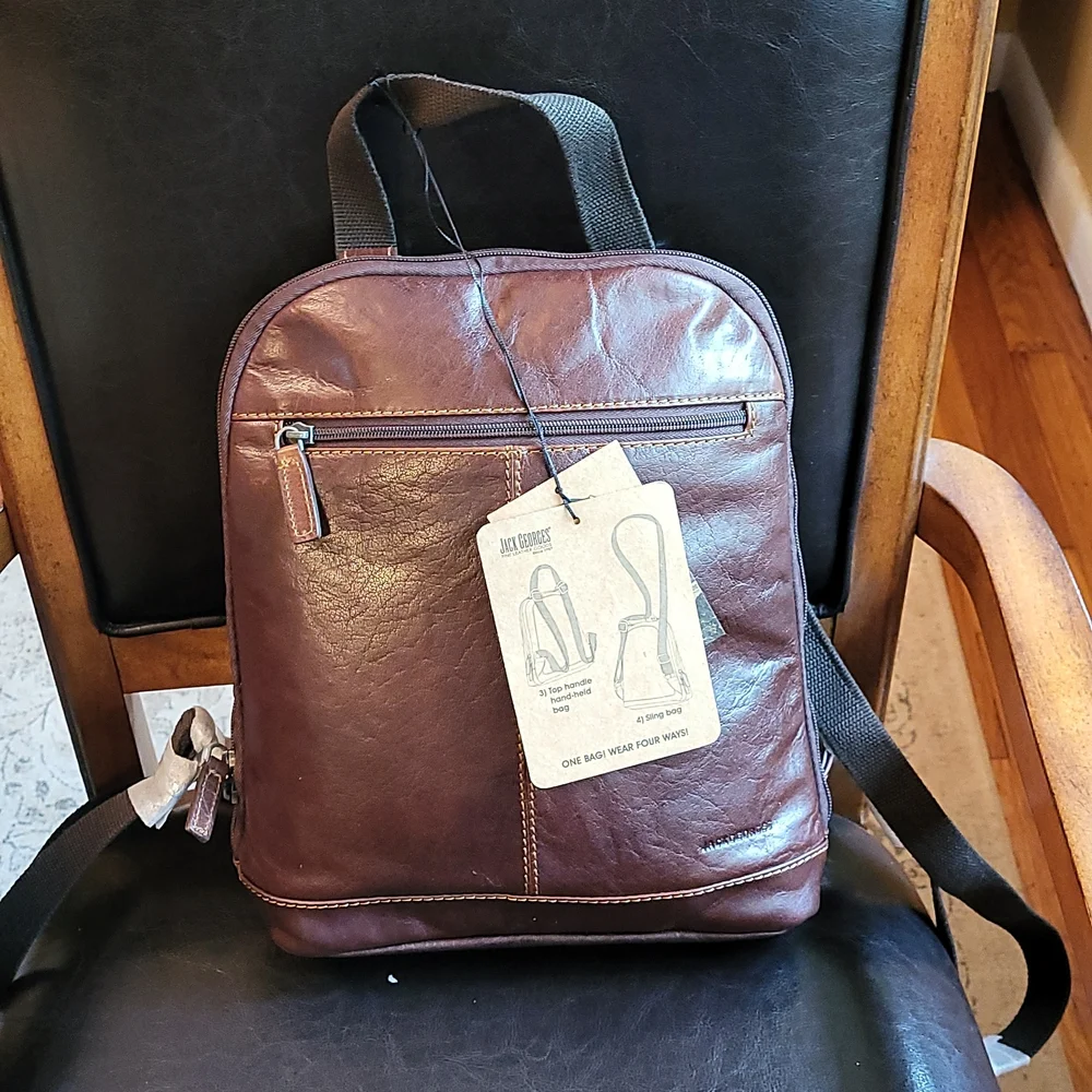 Jack Georges Voyager convertable backpack/crossbody bag,  buffalo leather Nwt