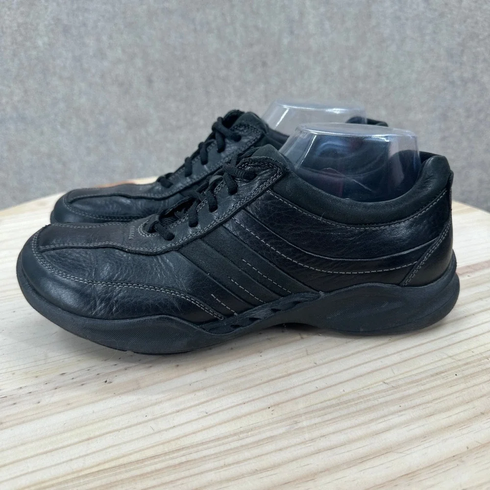 Clarks Clarks Wave Walk Mens 8M Black‎ Leather Lace Up Walking Shoes Sneakers