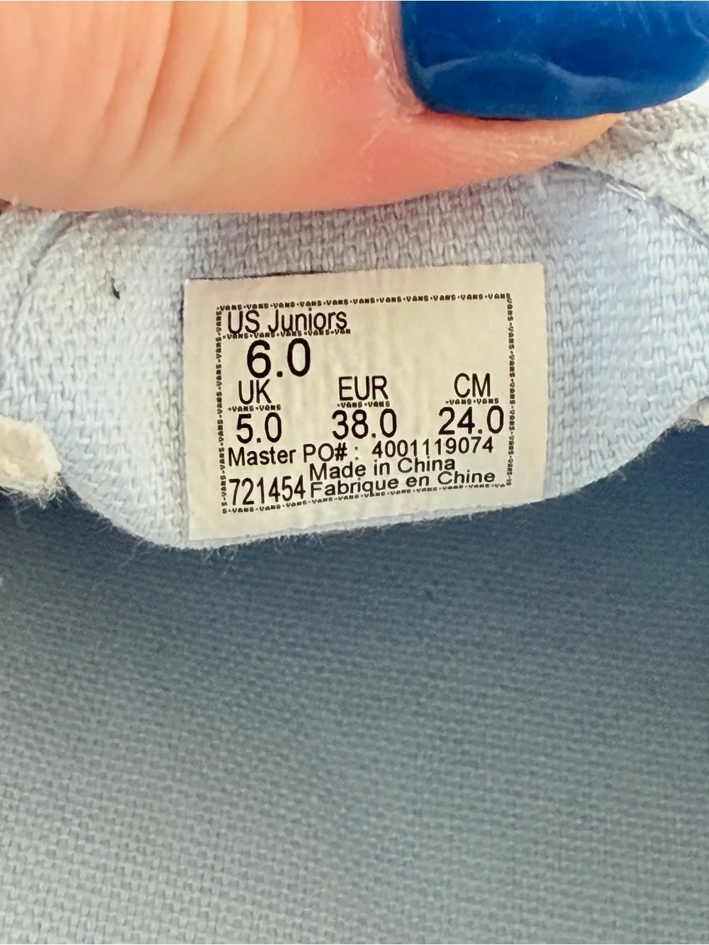 Vans blue canvas