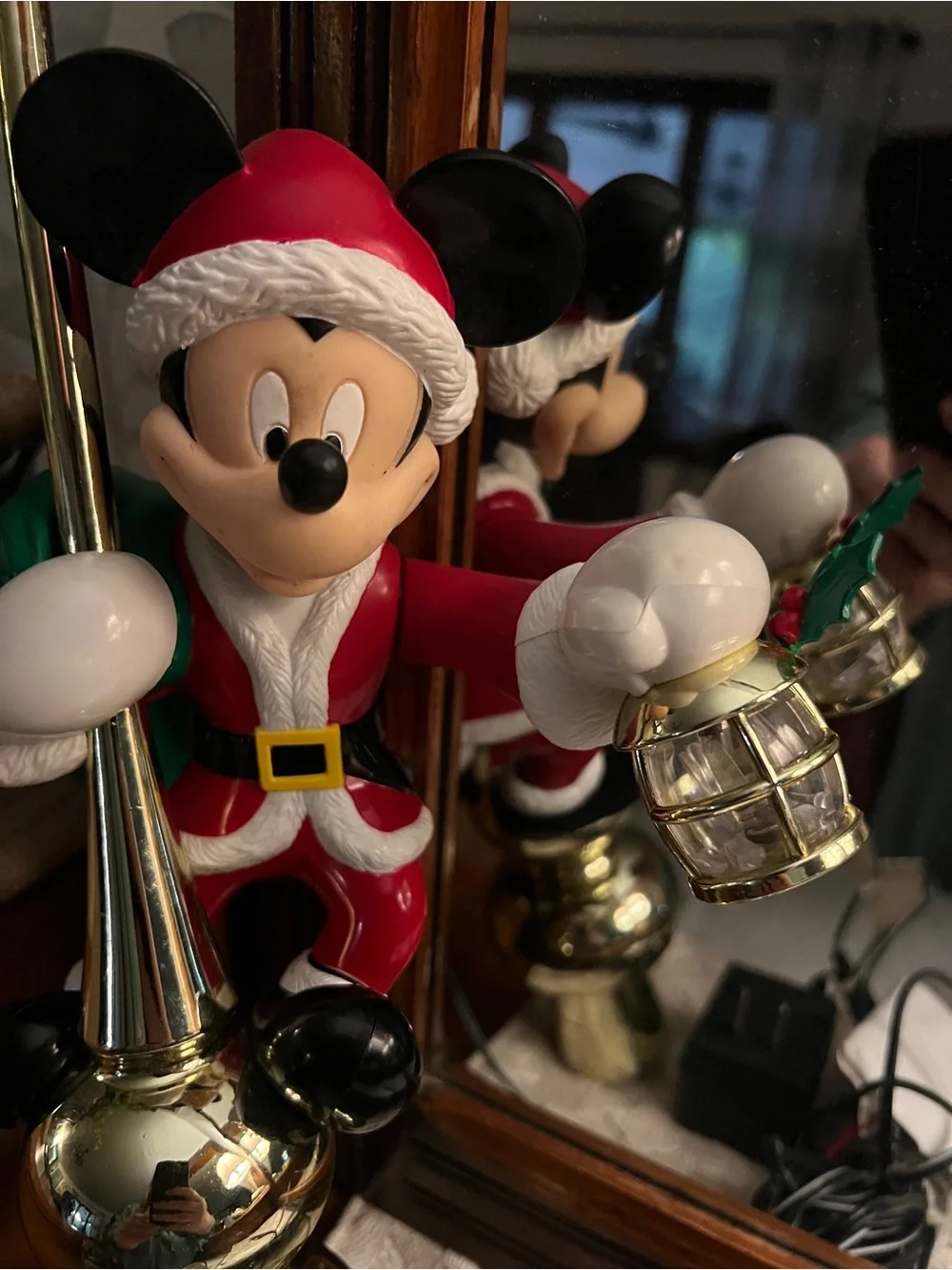 DISNEY Vintage 1994 Mr Christmas Mickey Mouse Santa Animated Lighted Tree Topper