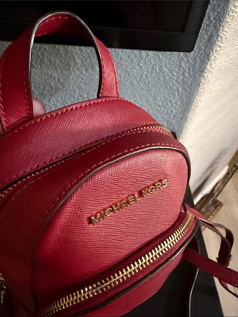 Michael Kors Burgundy Mini Backpack with Heart Patch