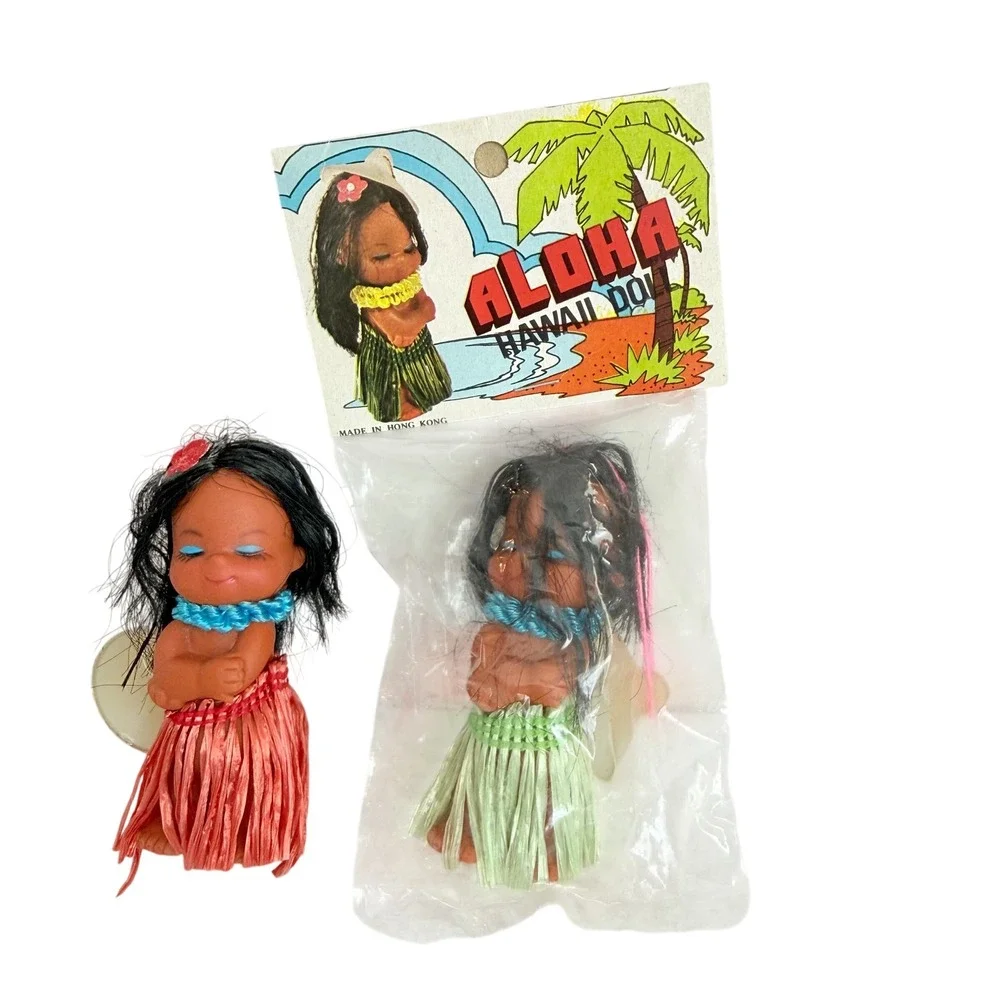Aloha Hawaii Hula Girl Doll Set Vintage 3.5