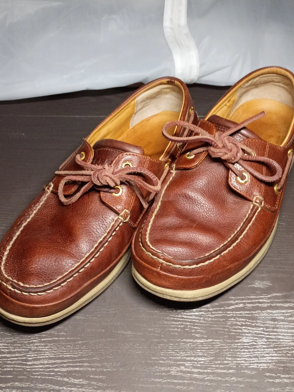 Wide GOLD CUP Men's 10 Sperry Brown Leather Moc Toe Boat Shoes.