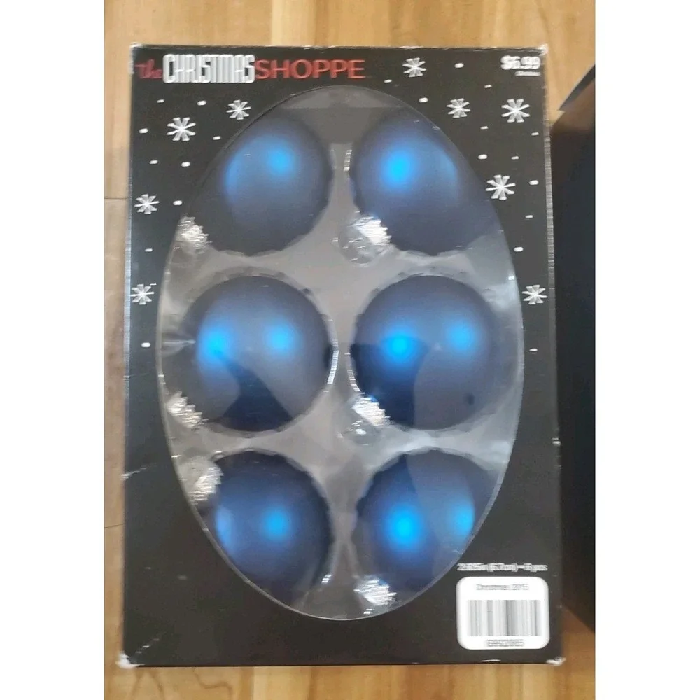 2015 Christmas Shoppe Blue Matte Glass Balls Christmas Ornaments Lot‎ Of 16