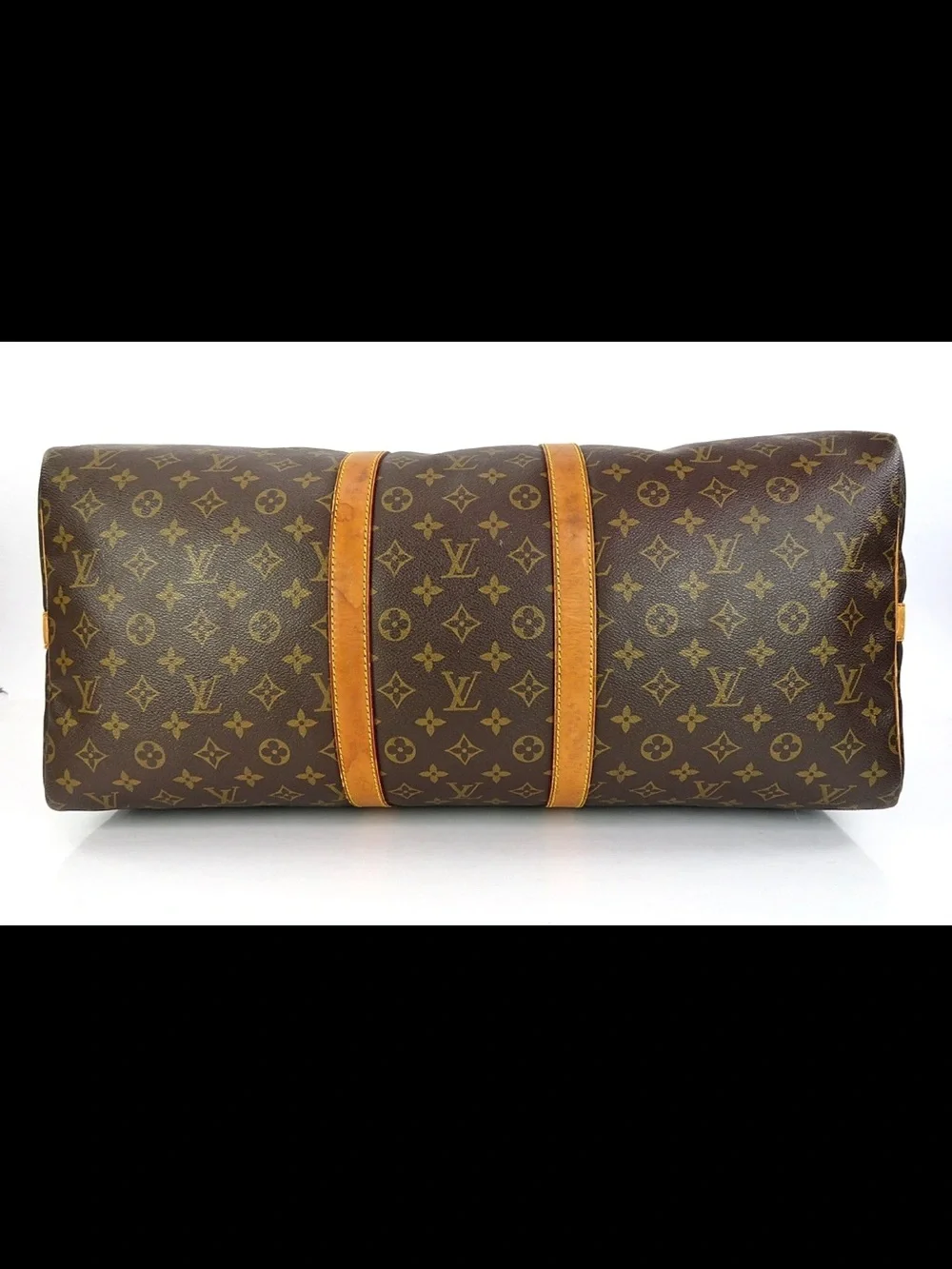 Louis Vuitton Brown Monogram Duffel with Tan Leather Trim