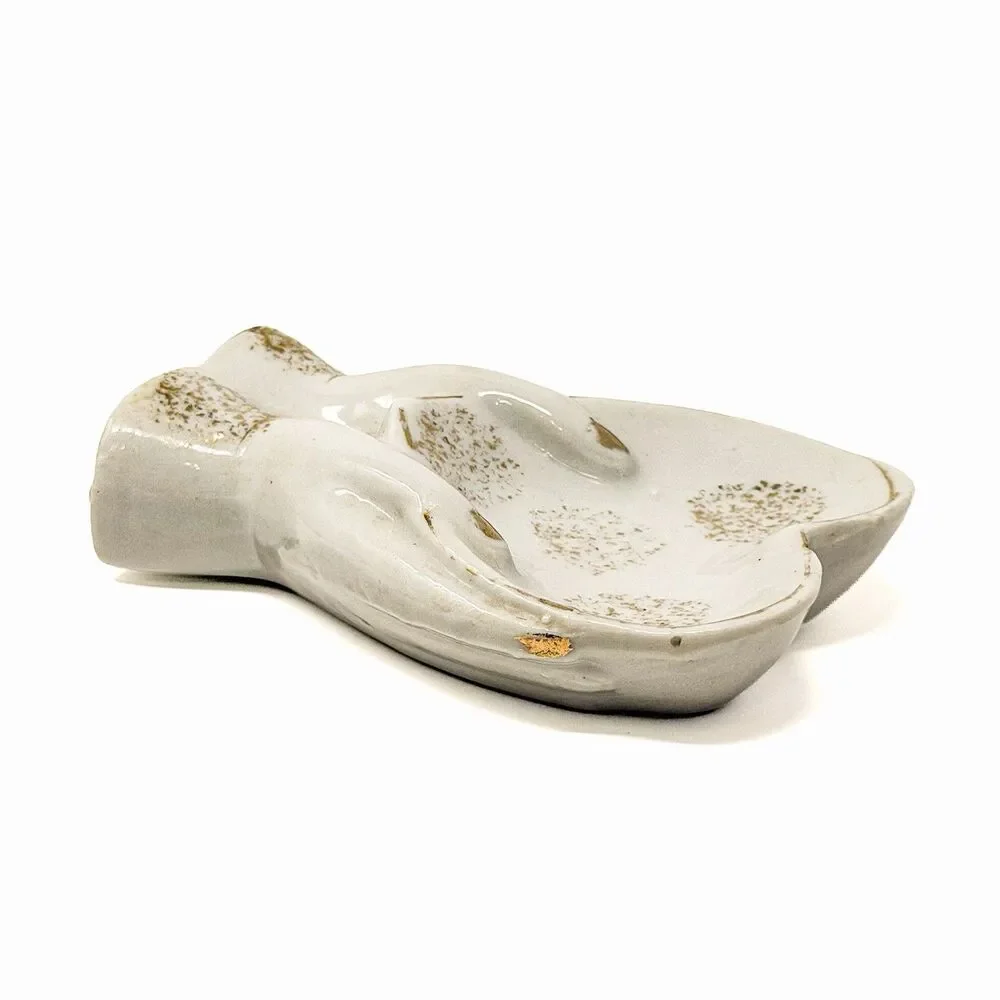 Vintage Japan Lady Hands Ring Dish Ceramic Trinket Tray Jewelry Holder Ashtray