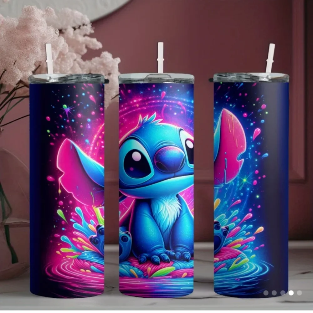 Disney Stitch Neon Blue and Pink Tumbler