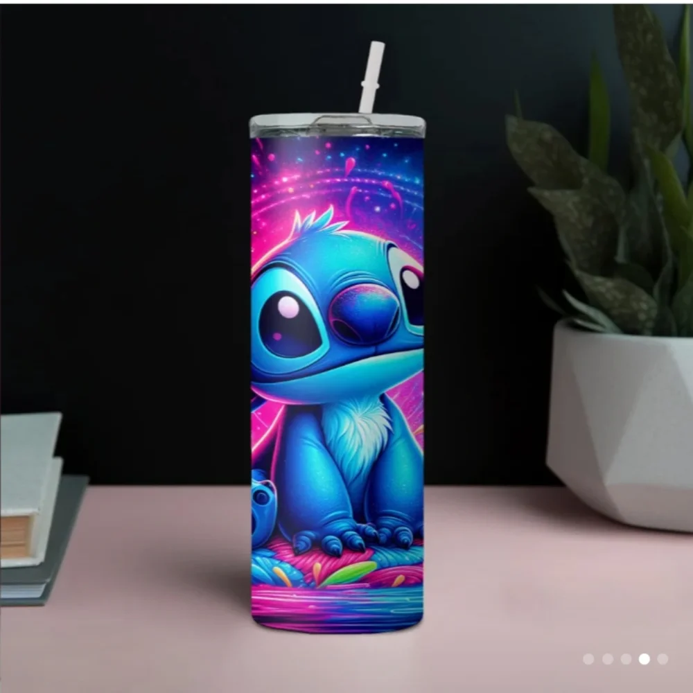Disney Stitch Neon Blue and Pink Tumbler