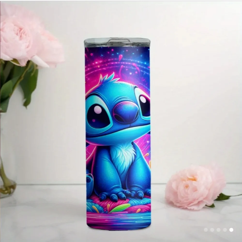 Disney Stitch Neon Blue and Pink Tumbler