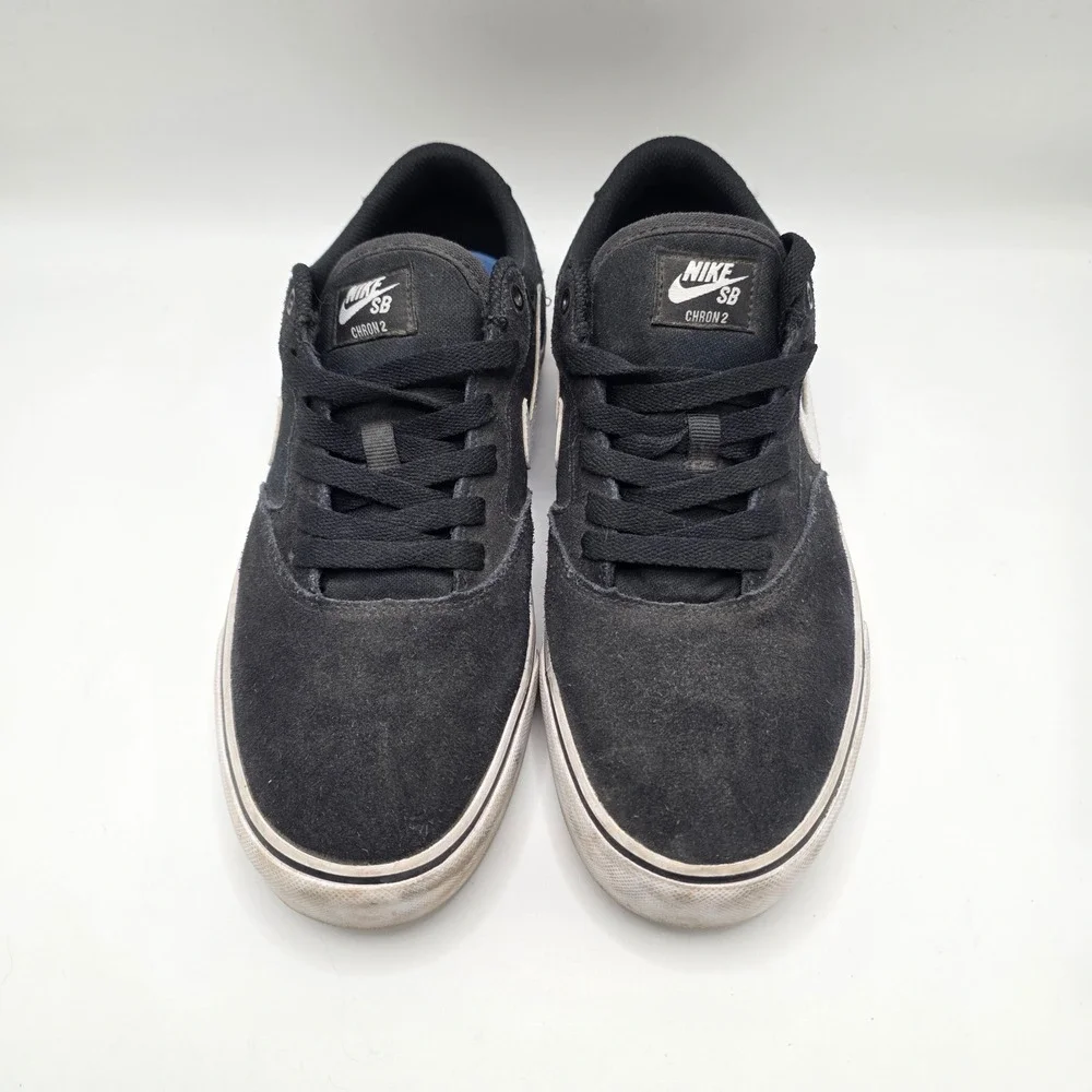 Nike‎ SB Chron 2 Mens Black White Suede Skate Shoes Low Top Sneakers