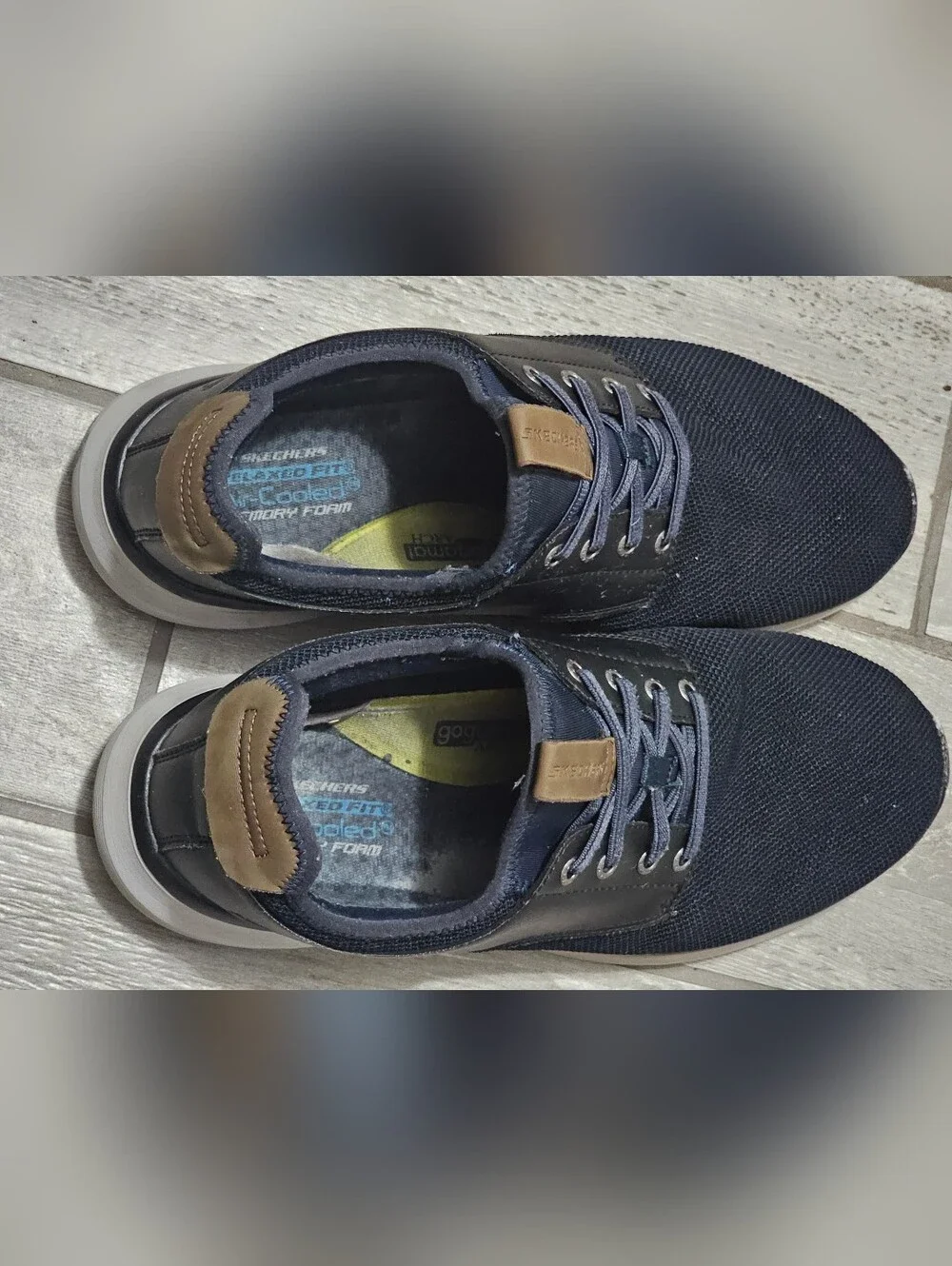 Skechers Shoe Mens  Relaxed Fit Street Casual Low Sneaker black /blue size 12