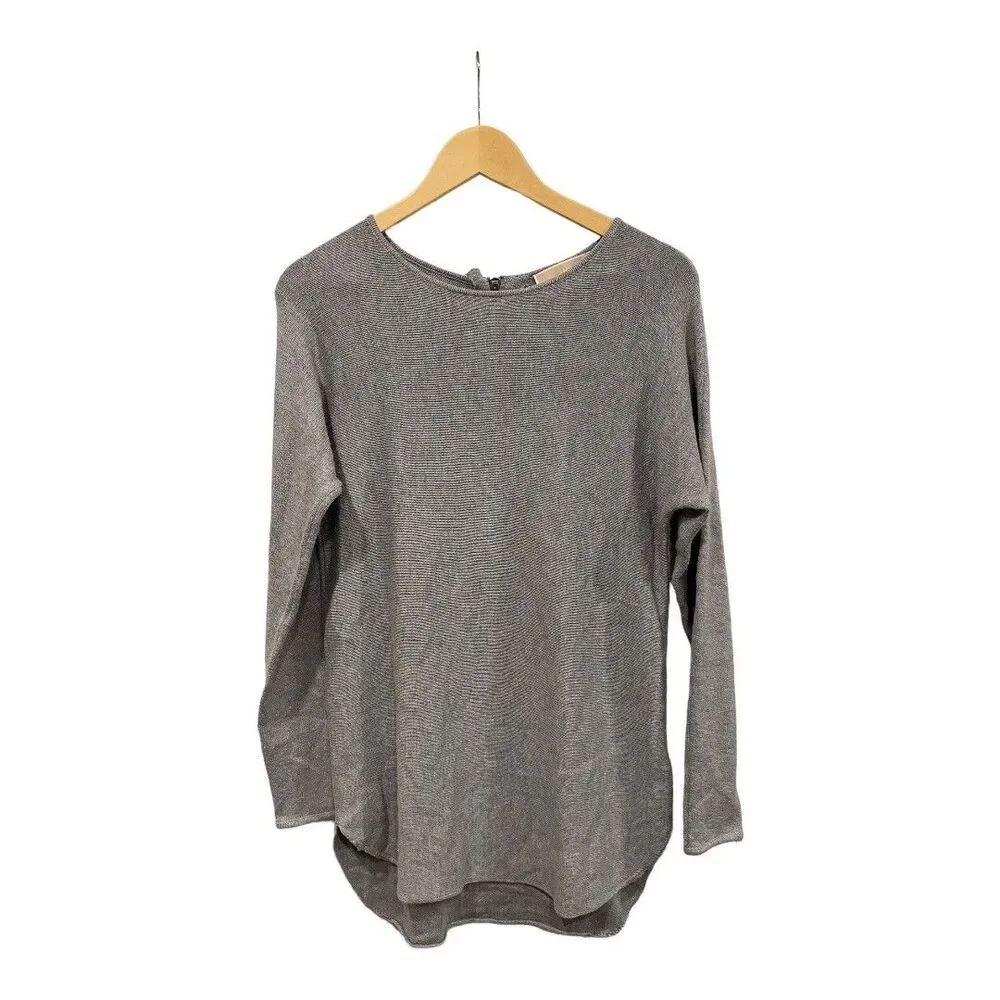 EUC Michael Kors Gray Long Sleeve Zip Back Tunic Sweater Sz. S