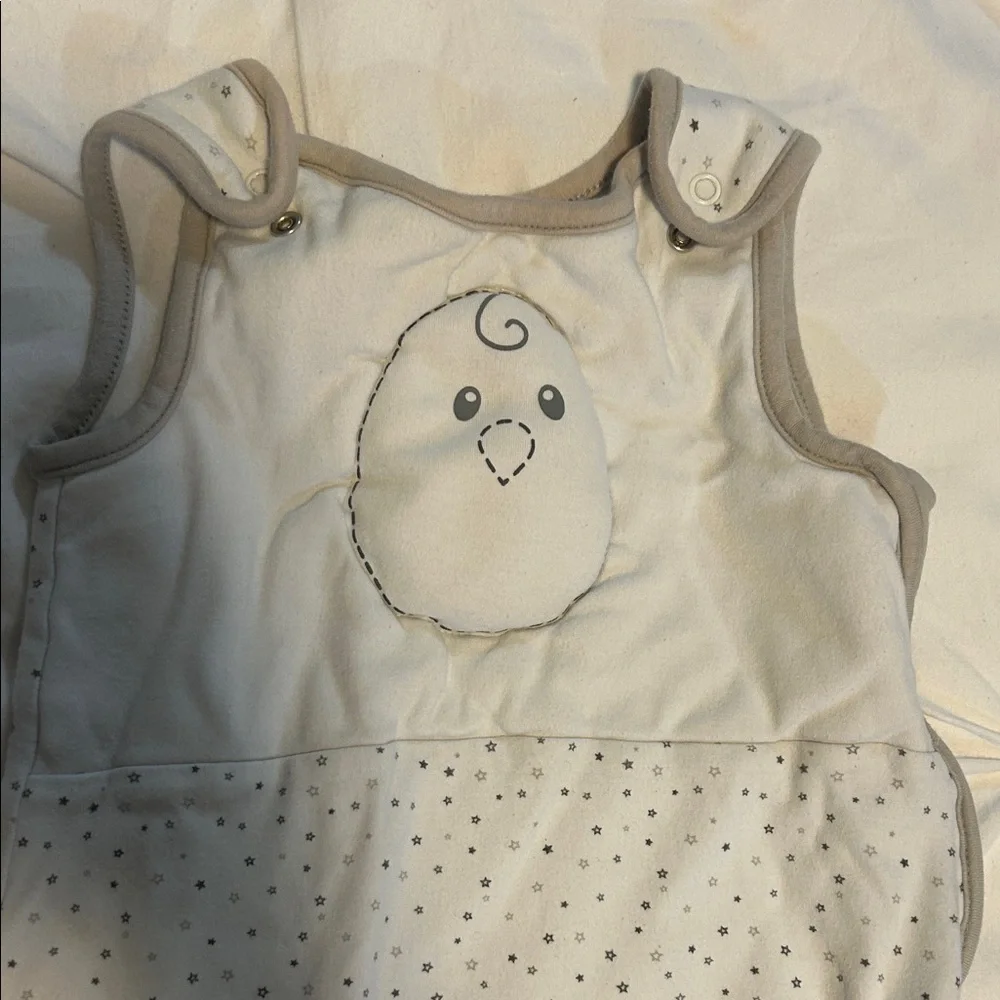 Nested Bean Cream and Gray Sleep Sack with Chick Embroidery