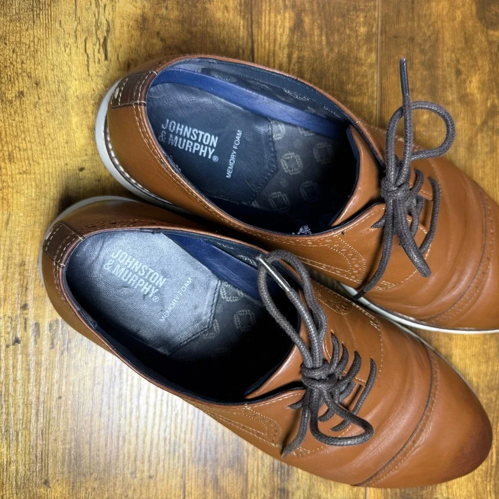 Johnston & Murphy Prentiss 59-2990 Tan Leather Dress Sneaker Mens 10.5M